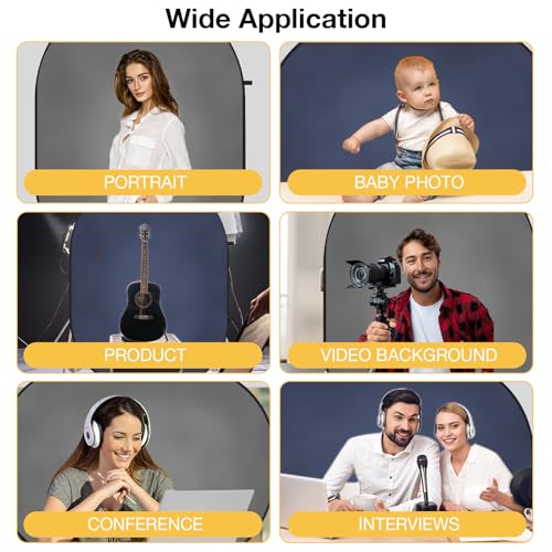Kate 5x6.5ft(1.5x2m) Collapsible Backdrop Grey Blue Texture Pop up Reversible Photography Backgrounds for Zoom Video Meetings