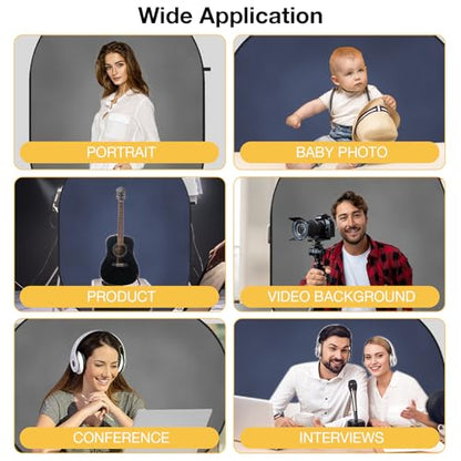 Kate 5x6.5ft(1.5x2m) Collapsible Backdrop Grey Blue Texture Pop up Reversible Photography Backgrounds for Zoom Video Meetings