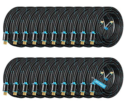 Maximm Hdmi Cable 4K 10 Ft, 20 Pack, Braided, 18Gbps, Hdmi 2.0, Gold-Plated - color: 20 Pack, size: 10 Feet