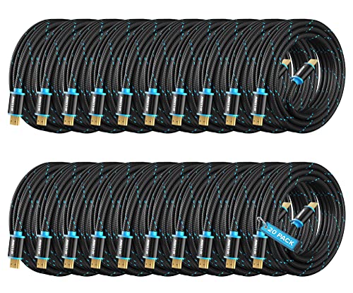 Maximm Hdmi Cable 4K 10 Ft, 20 Pack, Braided, 18Gbps, Hdmi 2.0, Gold-Plated - color: 20 Pack, size: 10 Feet