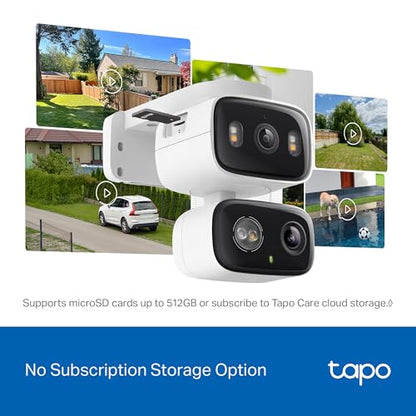 Tapo 2K Indoor/Outdoor Dual Lens Pan/Tilt Wired Security Camera - 125° Wide-Angle View + 6mm Zoom, Motion Track, Person/Vehicle Detection, Local Storage or Optional Cloud, C246D - size: 1-Pack, style: 2K Dual-Lens Pan/Tilt