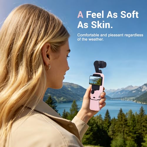 Silicone Case for DJI Osmo Pocket 3/Xtra Muse Camera with Fixed Base & Anti-Loss Lanyard, Compatible with Xtra Muse Accessories – for Travel Vlogging Daily Filming (Pink) - color: Pink