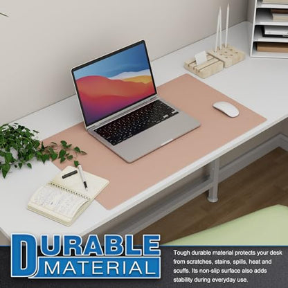K KNODEL Small Office Leather Desk Mat, Mouse and Keyboard Pad, Computer and Laptop Mat, Desktop Protector and Cover, Writing Pad and Blotter (23.6"x13.8", Pink) - color: Pink, size: 23.6" x 13.8"