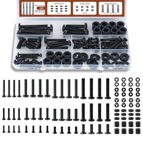 TV Bracket Screws, 92pcs Universal TV Stand Screw Set with 4-8mm Screws, Bolts, Spacers & Washers for Most Television Bolts Fixing Kits(Color:with Box)