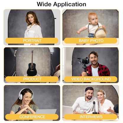 Kate 5x6.5ft(1.5x2m) Collapsible Backdrops Retro Grey Portable Backdrop for Portrait Photography, Headshot, Video Meetings