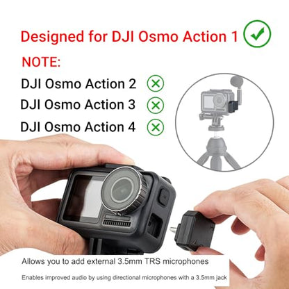 3.5mm Audio Mic & USB-C Adapter Accessories for DJI Osmo Action 1 Camera (Only) with 3.5mm Microphones Jack & USB-C Connector