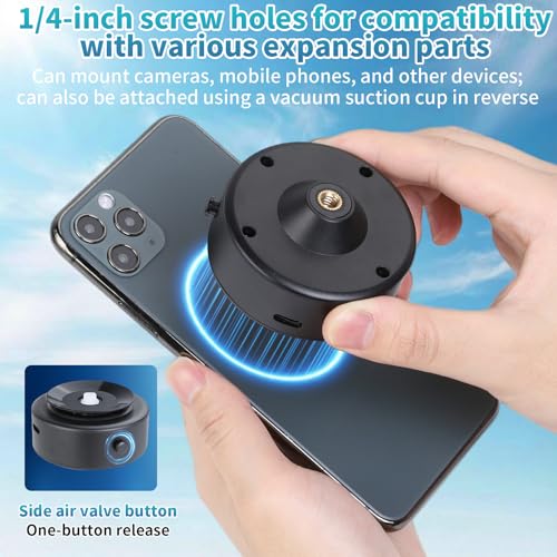 UTEBIT 360° Adjustable Suction Cup Mount for Gopro Car Mount, Black | Camera Suction Cup Mount with Ball Head Magic Arm, Vehicle Window & Windshield Electric Vacuum Magnetic Car Phone Mount