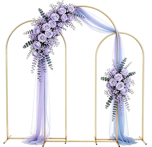 Metal Arch Backdrop Stand 7.2FT+6.6FT+6FT: Wedding Arch Frame for Ceremony Balloon Arch Stand for Birthday Anniversary Wedding Party Baby Shower