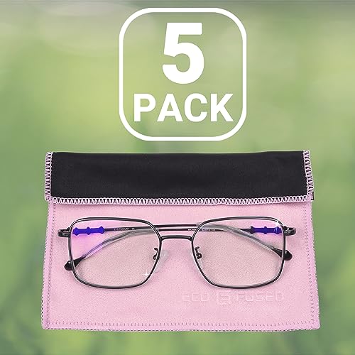 Eco-Fused Microfiber Cleaning Cloths Double-Sided - 5 Pack - 6.6 x 6.2 inch - Microfiber and Suede Cloth for Smartphones, LCD TV, Tablets, Laptop Screens, Camera Lenses (Pink) - color: 5 Pack - 6.6 X 6.2" (Pink)