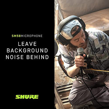 Shure SM58-LC Dynamic Vocal Microphone – Professional Handheld Cardioid XLR Mic for Singing, Live Performance, Studio Recording, Podcast & Broadcast, Black