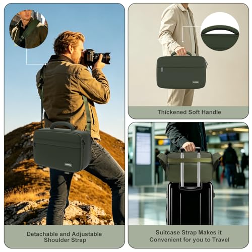 LTGEM Camera Bag Compatible with Canon/Sony/Nikon DSLR Camera, Camera Sling Bag Double-sided Opening for Travel, with Tripod Strap, Shoulder Strap and 6 Divider(Pink) - color: Pink