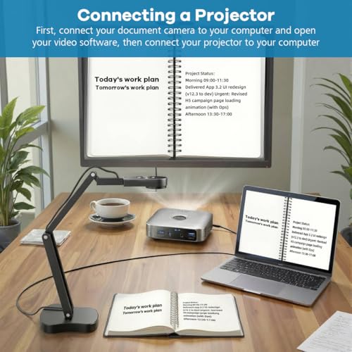 4K USB Document Camera & Webcam for Teachers: 8MP USB with 3-Level LED Light & Mic & Image Invert,Fold, A3 Format for Teaching in Classroom/Distance Learning Educators(Mac/Windows/Chromebook