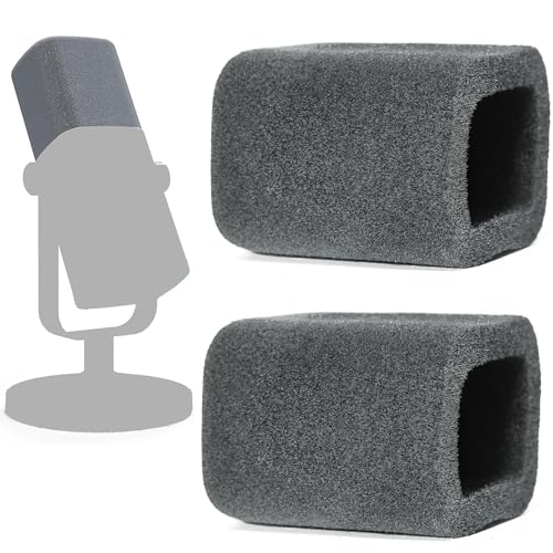 Defean 2 Pack Microphones Pop Filter Compatible with Fifine AmpliGame AM8 Microphone, Replacement Windscreen Flocked Foam - Cuboid (Grey) - color: Grey