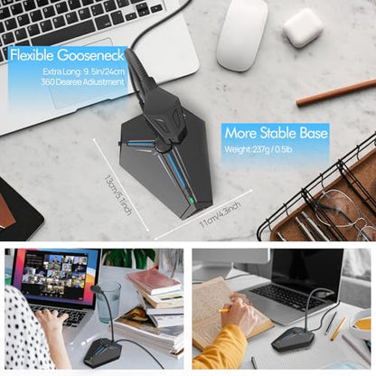 CMTECK Computer Microphone, G006Plus USB Desktop Condenser PC Laptop Mic, Mute Button with LED Indicators, Compatible with Windows/Mac (with Volume Knob) - color: with volume control