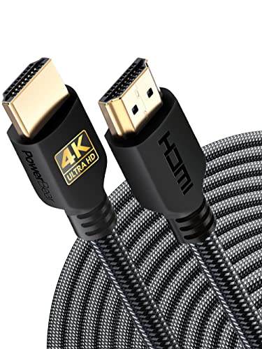 PowerBear 4K HDMI Cable 25 ft | Long Hdmi Cable, Braided Nylon & Gold Connectors, 4K @ 60Hz, Ultra HD, 2K, 1080P, ARC & CL3 Rated | for Laptop, Monitor, PS5, PS4, Xbox One, Fire TV, & More - size: 25ft