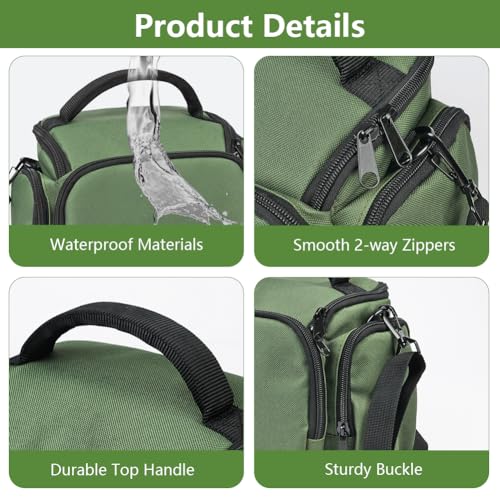 Ainiv DSLR Camera Bag, Waterproof Anti-Shock SLR Camera Case, Large Adjustable Shoulder Strap Camera Backpack, Portable Crossbody Single Shoulder Backpacks Compatible with Canon, Sony, Nikon, Green - color: Green