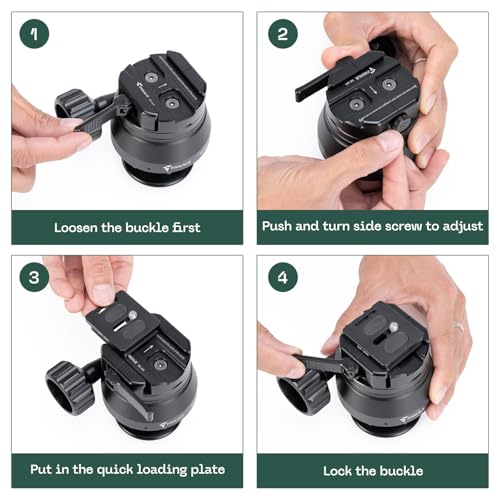 FANAUE 60mm Tripod Ball Head Compatible with Arca Quick Release Plate,Quick Locking, Professional Aluminum Ball Head - IN-60T