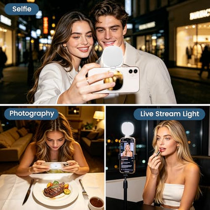 SJZXVZ Magnetic Selfie Light, 3-Mode Phone Light Compatible with Phone Magsa for Selfies/Photography/TikTok/Zoom Calls/Video Conference, Long-Lasting & Rechargeable, CRI97 - color: White