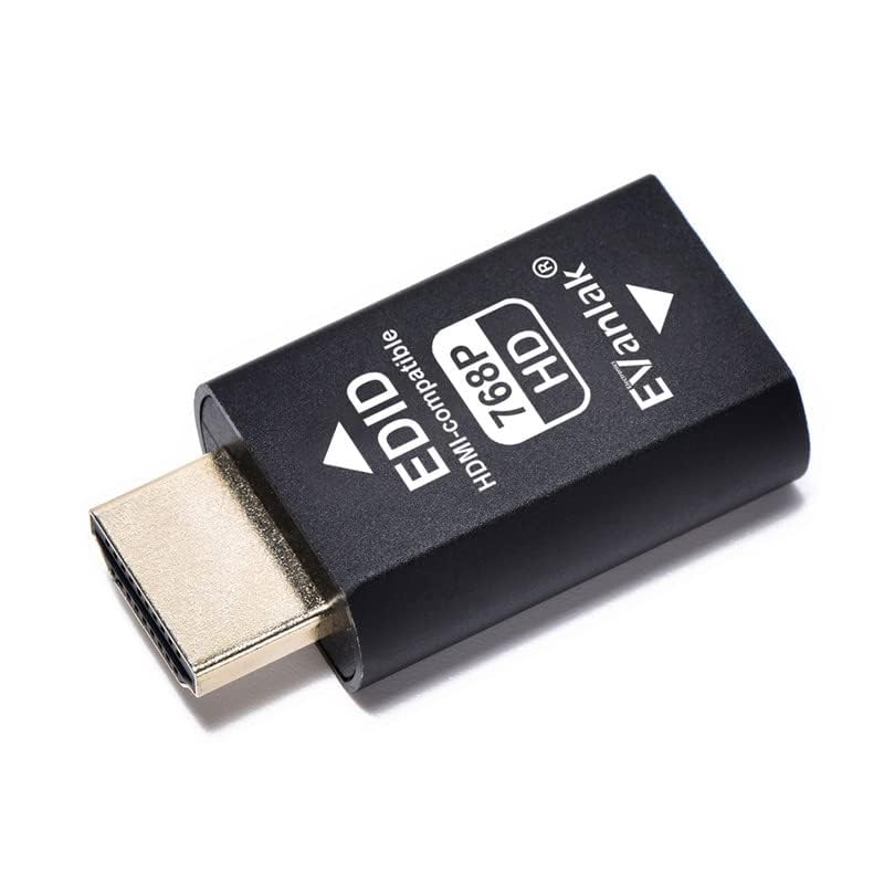 EVanlak Hdmi Edid Emulator Passthrough 3rd Generrtion Premium Aluminum Eliminated Emulator Adapter Work with Mac Thunderbolt to HDMI Switches/Extender/AV Receiver/Video Splitters 1024X768@60hz - color: HDMI EDID 768-1P