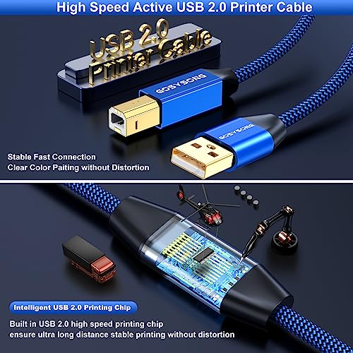 40ft Active USB A to B Cable - High Speed Long Printer USB - size: 40ft, style: USB Type A to Type B Printer Cable