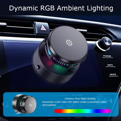 Magnetic Car Phone Holder with Cooling Fan and Wireless Charging, 360° Rotating Dashboard Windshield Vacuum Suction Cup Mount, Universal Phone Stand for iPhone 17/16/15/14/13, Samsung Galaxy S26/S25