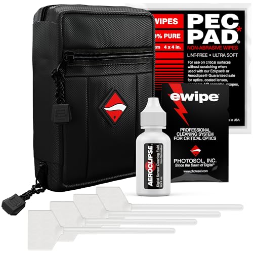 Photographic Solutions Digital Survival Kit - Type-4 (33mm) Sensor Swabs, PEC-PAD Photo Wipes, E-Wipe Packet, Aeroclipse Optic Cleaner Non-Flamable Solution - Camera Cleaning Kit with Travel Bag - size: Type-4 (33mm)