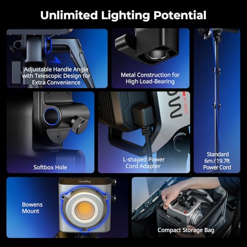 SMALLRIG RC 220C RGB COB LED Video Light Bowens Mount, 200W 36000 Full-Color Video Light 2700-10000K, CRI97+/TLCI98+, Support Wireless Power Supply, App Control, for Photography and Photo Studio - color: RGB