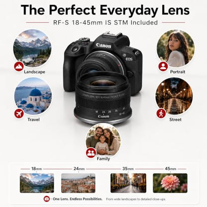 Canon EOS R100 Mirrorless Camera Body with RF-S 18-45mm F4.5-6.3 is STM Lens 6052C012 Bundle with Double Battery, Memory Card, Deco Gear Deluxe Case and Mini Tripod & Accessories - color: Sable
