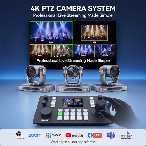 PTZ Camera 4K 30X Optical Zoom AI Auto Tracking - Professional Conference Camera with HDMI/3G-SDI/USB/POE IP Streaming for Church Worship, Education, YouTube Live, Facebook Streaming & Remote Meetings - style: 30X HDMI/SDI/USB/LAN/4K