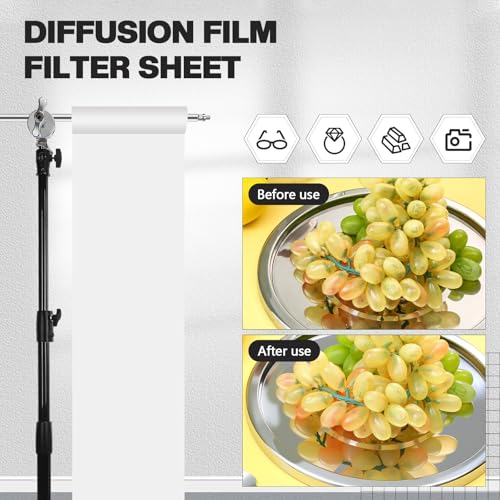 Nezyo Light Diffuser Sheet Diffusion Film Sheet Lighting Gel Diffuser Roll White Diffusion Paper for LED Flash Strobe Light Photography Video(24 x 590.6 Inch/ 0.61 x 15 M) - size: 24 x 590.6 Inch/ 0.61 x 15 M