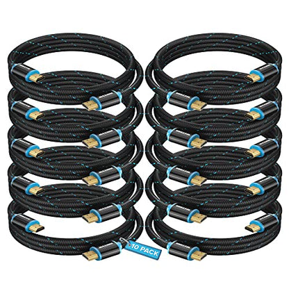 Maximm Hdmi Cable 4K 3 Ft, 10 Pack, Braided, 18Gbps, Hdmi 2.0, Gold-Plated - color: Black, size: 3 Feet