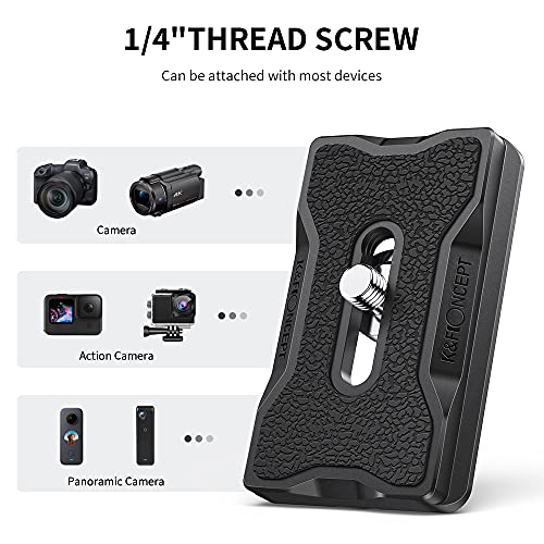 K&F CONCEPT Set of 2 Quick Release Plate Adapter 1/4 Inch Aluminium Tripod Mount for DSRL Camera Ball Head Tripod - color: Black 2 Pack