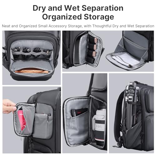 ULANZI BP10 35L Hardshell Camera Backpack, Professional Splash-proof Photography Camera Case Anti Theft Travel f Photographers Unisex Drone DSLR Mirrorless Camera Lens Tripod Holder 17'' Laptop Black