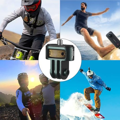 MINIFOCUS Gopro to 1/4" Adapter, Aluminum CNC Tripod Mount for Gopro Hero 13/12/11/10/9/8, Insta360 X5/X4/X3, DJI Osmo, AKASO and Other Standard 1/4" Accessories
