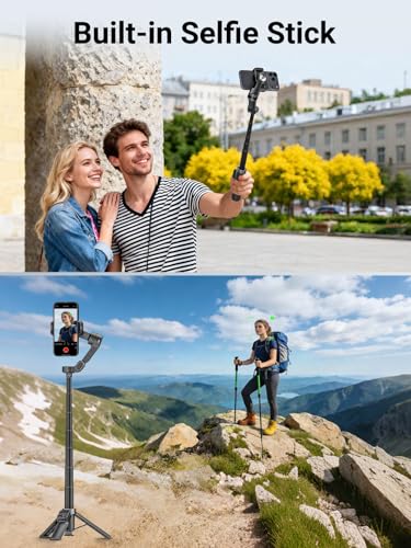 AOCHUAN Smart X3 360° Pan Rotation Gimbal Stabilizer for iPhone, Magnetic Remote Control, 3-Axis Stabilizer w/Built-in Extension Rod & One-Touch Open Tripod, Foldable Phone Gimbal for Vlogging, Travel - size: X3