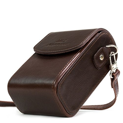 MegaGear Leather Camera Case with Strap Compatible with Canon PowerShot G7 X Mark III, G7 X Mark II, G7 X,Dark Brown - color: Dark Brown
