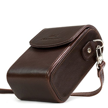 MegaGear Leather Camera Case with Strap Compatible with Canon PowerShot G7 X Mark III, G7 X Mark II, G7 X,Dark Brown - color: Dark Brown
