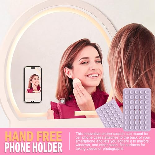 Double Sided Silicone Suction Phone Holder Mount, Silicon Accessory for iPhone and Android, Hands-Free Mirror Shower Phone Holder, TikTok Videos and Selfies (Pink+Violet) - color: Pink+Violet
