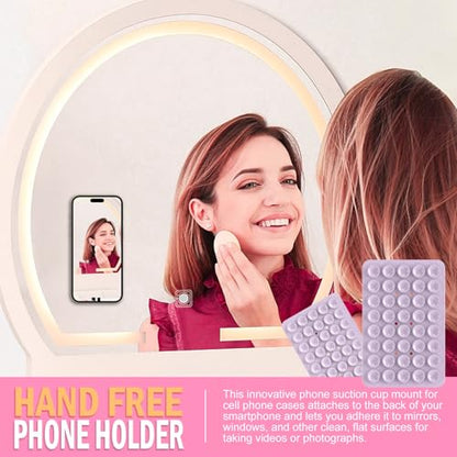 Double Sided Silicone Suction Phone Holder Mount, Silicon Accessory for iPhone and Android, Hands-Free Mirror Shower Phone Holder, TikTok Videos and Selfies (Pink+Violet) - color: Pink+Violet