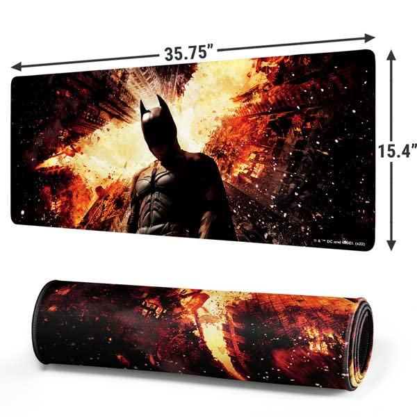 Skinit Extra Large Gaming Mouse Pad - Officially Licensed The Dark Knight Rises Design with Stitched Edges, Waterproof, Non-Slip Rubber Base, Desk Mat for Keyboard & Mouse, 35.75" x 15.4" inches - color: Black - DRKNTR02, size: 35.75" x 15.4"