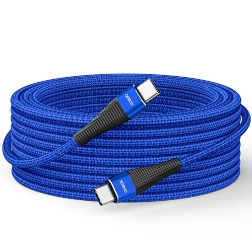 Extra Long USB C to USB C Cable (15FT, 100W) USBC Charger Fast Charging Cord Braided, Type C Cable for iPhone 17 Pro Max, 16/15, iPad Pro/Air/Mini, MacBook, Samsung Phones, Tablets & Laptops - Blue - color: Blue, size: 15 FT - 1 Pack, style: USB C to USB