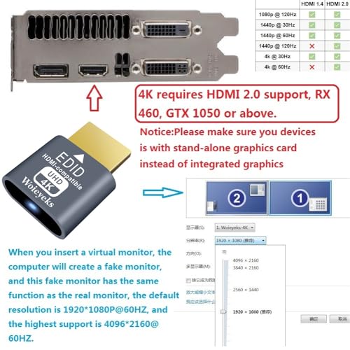 3 Pack HDMI Dummy Plug 4K HDR,Virtual Monitor EDID Emulator, Headless Display Adapter,Supports up to 4k@60Hz,1080@120Hz - size: HDMI 3 pack