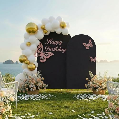 Toolterritary Metal Arch Backdrop Stand and Cover Set, 7.2FT, 6FT Party Backdrop, Easy to Assemble, Backdrop Stand for Parties, Birthday, Baby Showe - color: Black, size: 7.2ft, 6ft