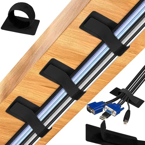 vorona Cable Management Under Desk, Up to 15 Cord, 41 PCS Enhanced Wire Holder Cord Organizer, Adjustable Hook and Loop Cable Ties, Reusable Cord Holder, Cable Hider Clips Under Table