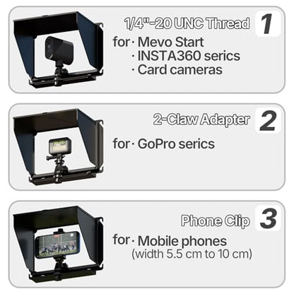 Cell Phone Fence Mount with Shade Game Recording Mounting Kit Compatible with iPhone, Mevo Start, Insta 360 and Other Action Cameras for Recording Baseball (Upgrade Style)