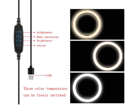10'' Ring Light Replacement Parts USB Switch Phone Holder 1/4 Screw Joint Without Tripod Stand for Photography LED Circle Lamp Ringlight Video Live Streaming Fill Lights Camera Webcam