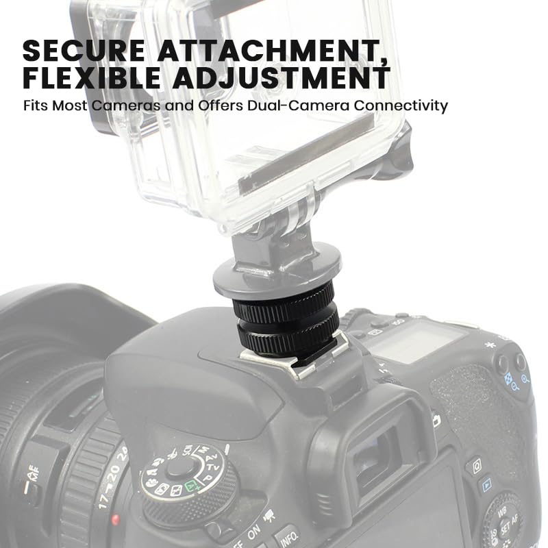 Hot Shoe Adapter 1/4 Inch Camera Hot Shoe Mount Adapter Tripod Screw for DSLR Camera Rig Cold Hotshoe Screw Accessory Attachment for Camera Flash Shoe to 1/4"-20 Male Post Adapter with Locking Disk