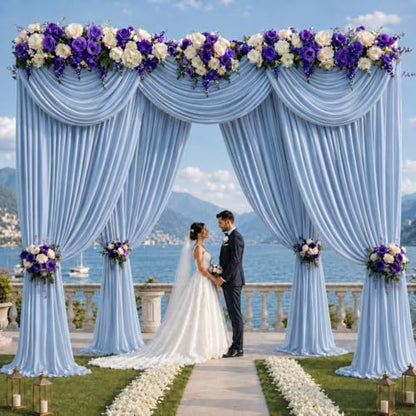 20ft x 12ft Dusty Blue Backdrop Curtains, Wrinkle Free Thick Fabric Polyester Curtains Backdrop Drapes Cover for Parties Wedding Birthday Photography Background, 4 Panels 5ft x 12ft - color: Dusty blue, size: 20FT(W) x 12FT(H)