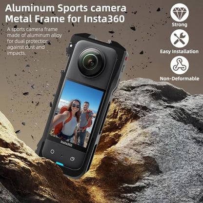 Case for Insta360 X5 Accessories, Metal Protective Frame Cage for Insta360 x5, with Quick-Release Safety Lock, 2 Cold Shoe Mounts, 2 x 1/4" Threads, Various Expansion Mounts - size: For Insta360 X5