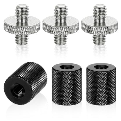 6 Pack 1/4" to 1/4" Threaded Tripod Screw Adapter, Double Sided Standard Mounting Thread Converter Monopod ShoulderRig Tripod Screw Adapter, Female Adapters Set for Camera Cage Mount Light Stand